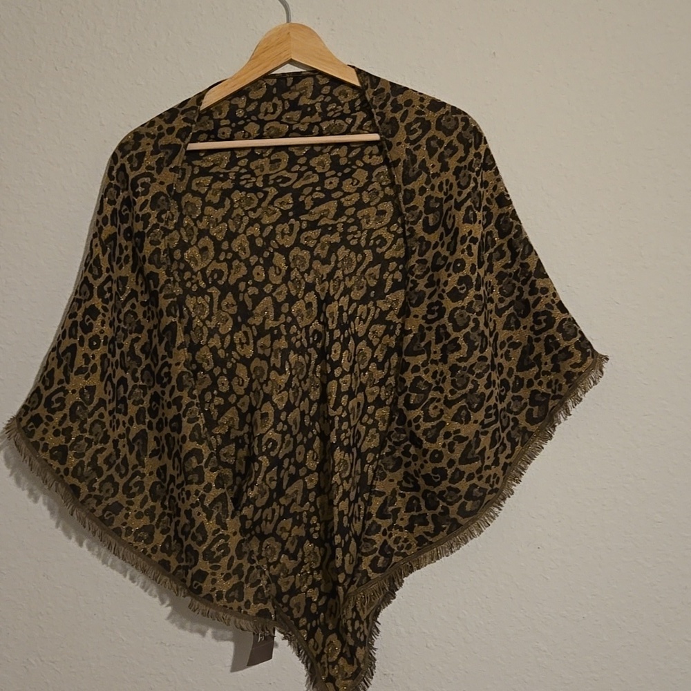 J. Jill Camel Multi Animal Print Triangle Shawl NWT